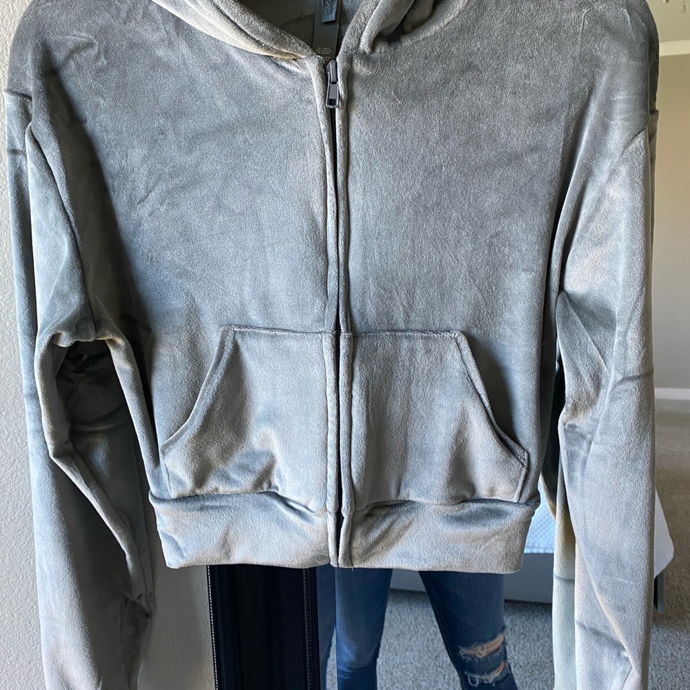 Skims cropped velour hoodie